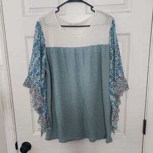Elegant Blue and White Women's Top